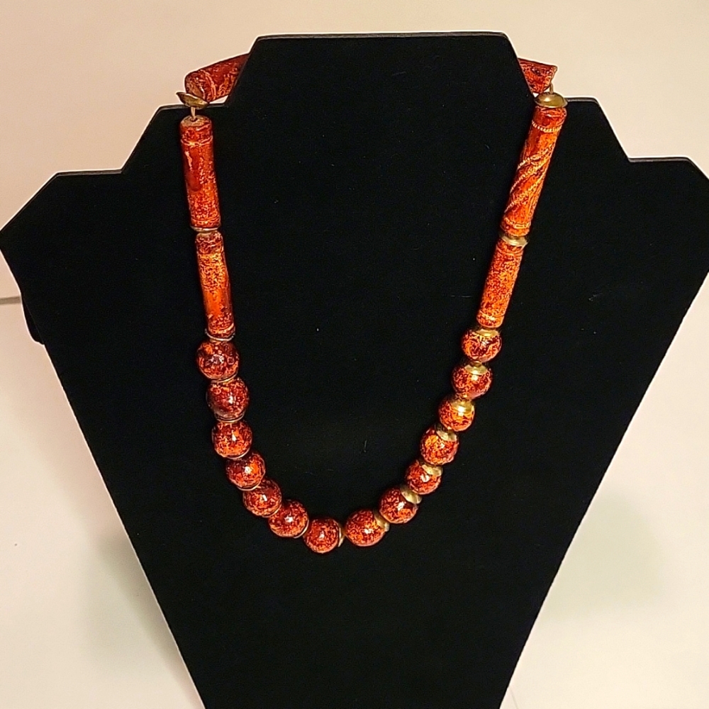 VINTAGE Red Coral  Necklace